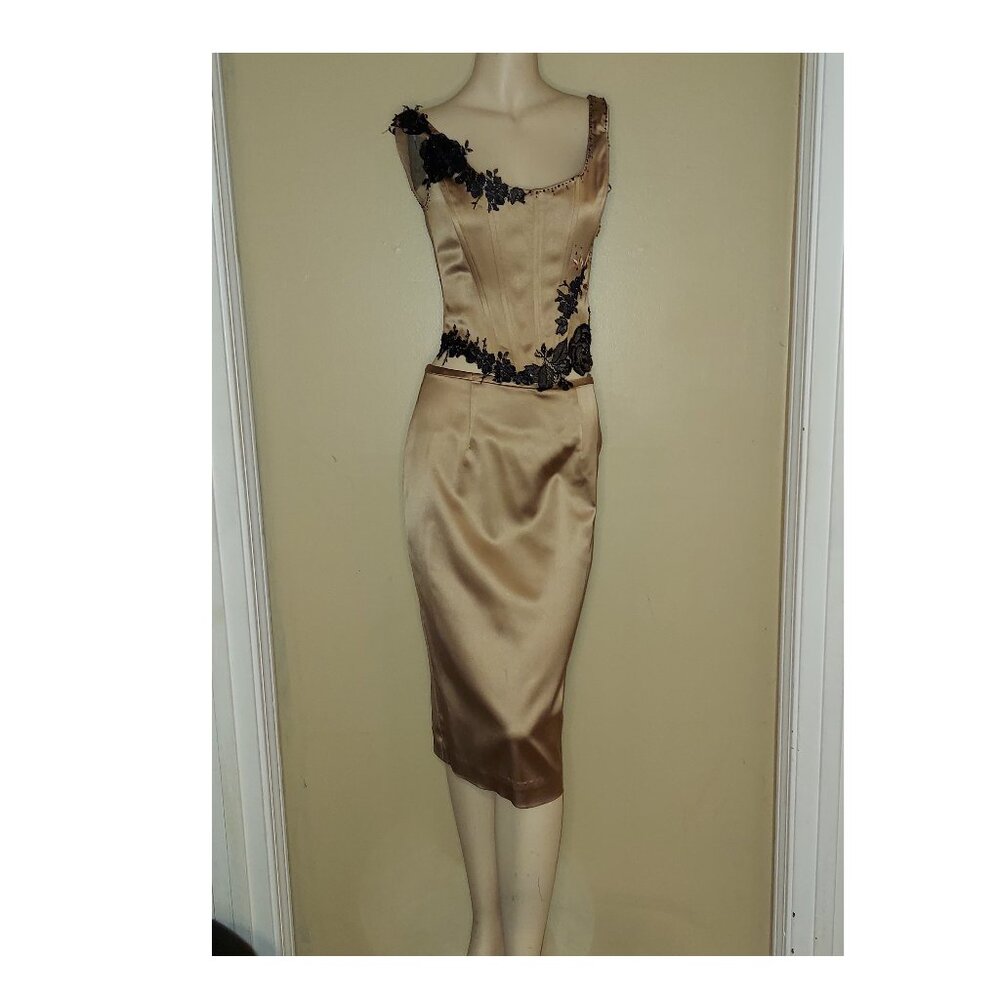 Adrianna Papell Two Piece Evening Suit in Gold